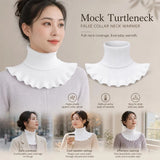 Thick knit mock collar neck snood, soft wind shield, versatile daily outfit staple, White