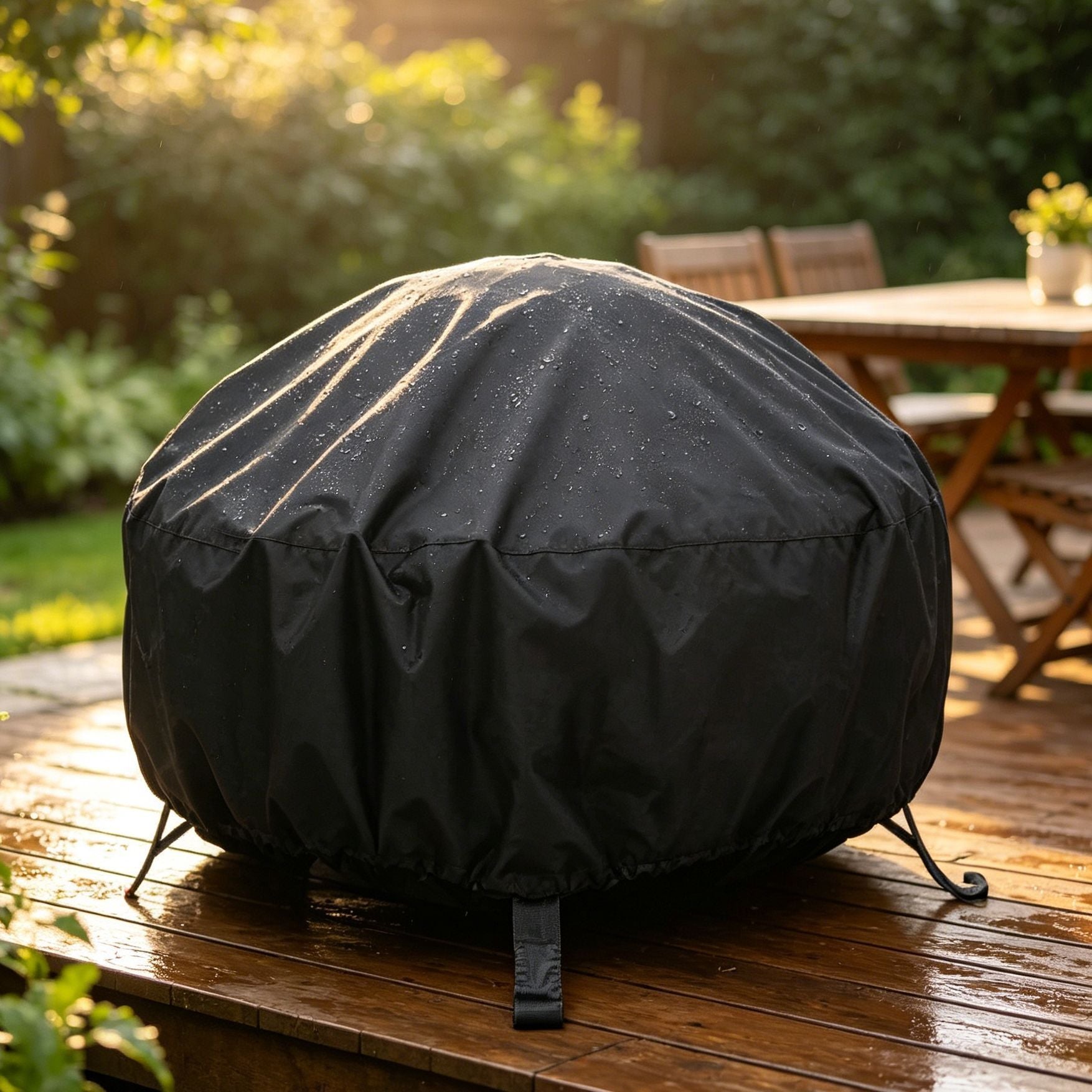 Durable Waterproof Fire Pit Cover Black 122x46cm
