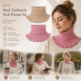 2-Pack Khaki & Pink thick thermal neck cover set, sweet neutral dual tone wind blocking styling protector