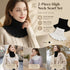 2-Pack Black & White thick knit mock collar warmers, classic all-outfit chill blocking dual neck tube