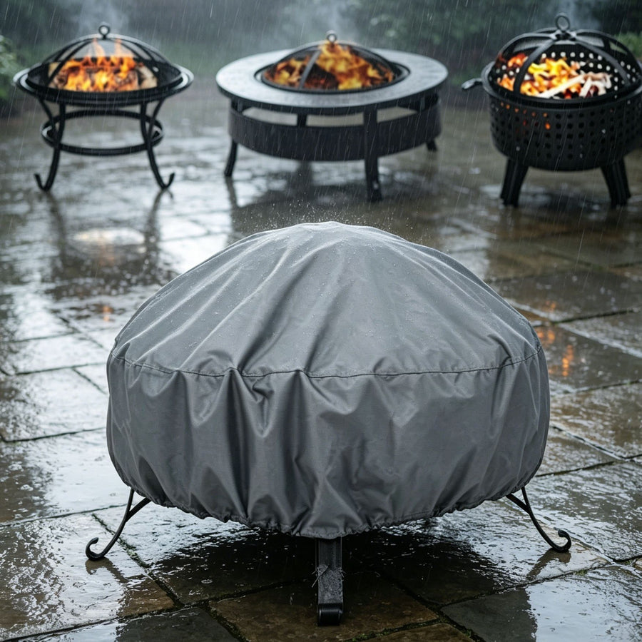 Weather Resistant Safe Fire Pit Cover Slate Grey 92x51cm