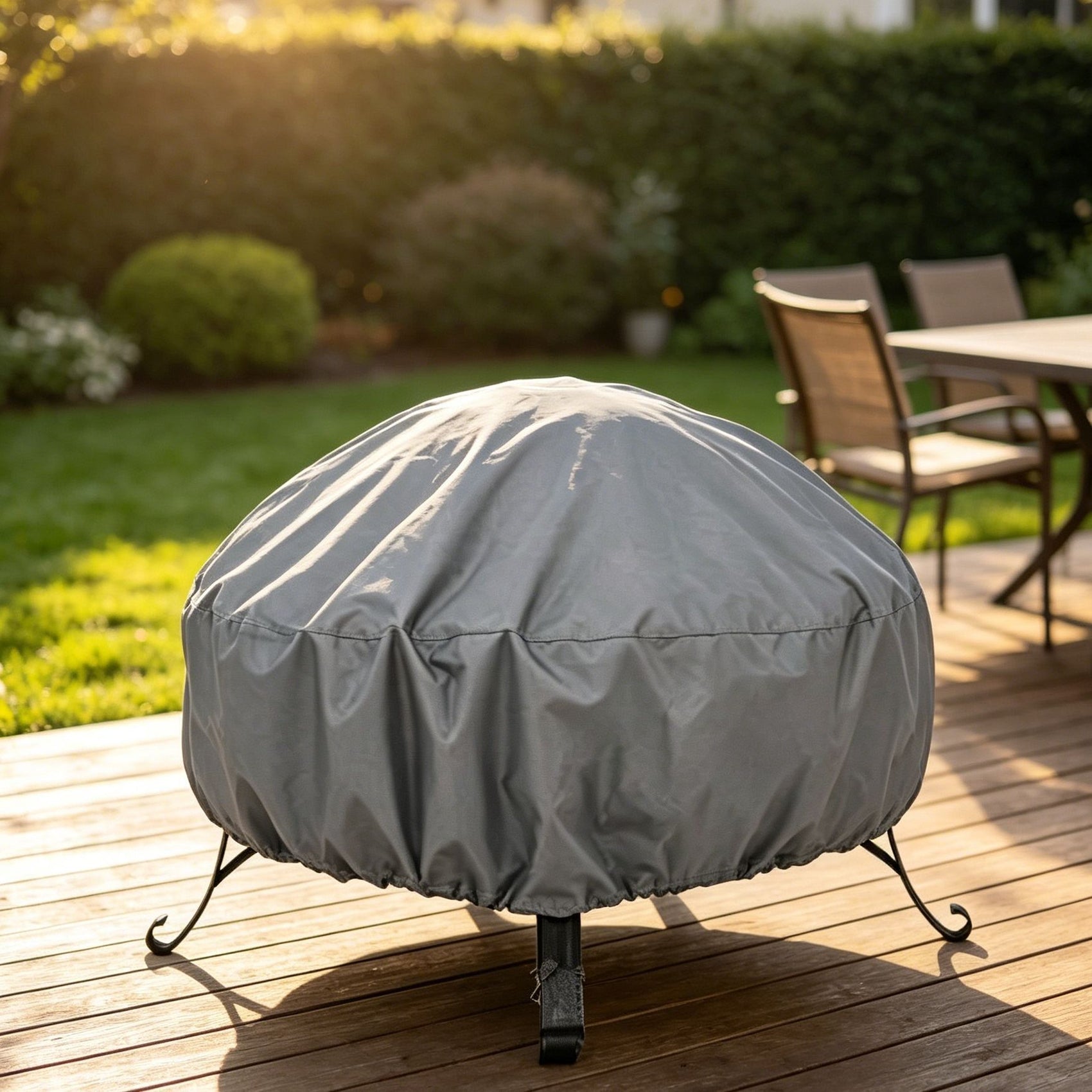 Weather Resistant Safe Fire Pit Cover Slate Grey 122x46cm