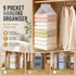 High Capacity PVC Wardrobe Hanging Sack, 9 individual compartments for organised pants storage, neutral Dusk Grey
