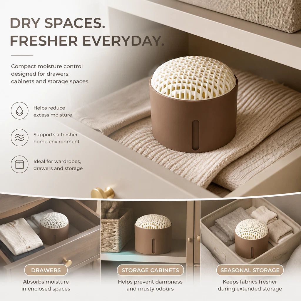 Coffee Desktop Moisture Removing Caddy With Gentle Fragrance, Warm Neat Bedroom Storage Solution, Supplied With Desiccant & Absorbent Pad