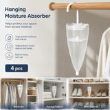 4 Pack White Umbrella Hanging Wardrobe Dehumidifiers, Whole Wardrobe Freshness Bundle, Scented Pad Stops Mould And Stale Clothing Smells