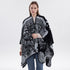 Fashion Style Cosy Knit Outfit Cape, Crafted With Faux Cashmere, Solid Black Shade