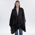 Trend Fashion Faux Cashmere Knit Wrap, Versatile Matching Shawl In Black Grey Tone