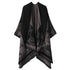 Relaxed Fit Faux Cashmere Outfit Shawl, Cute Forest Deer Motif, Muted Black Grey