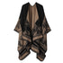 Versatile Layering Faux Cashmere Wrap, Subtle Forest Deer Print, Warm Black Camel