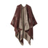 Daily Wear Knitted Poncho, Vintage Ginkgo Leaf Pattern, Mellow Coffee Brown