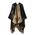 Minimalist Knit Cape Poncho, Simple Ginkgo Leaf Graphic, Sleek Solid Black