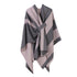 Sweet Style Knitted Shawl, Thin Vertical Striped Trim Accent, Soft Grey Pink