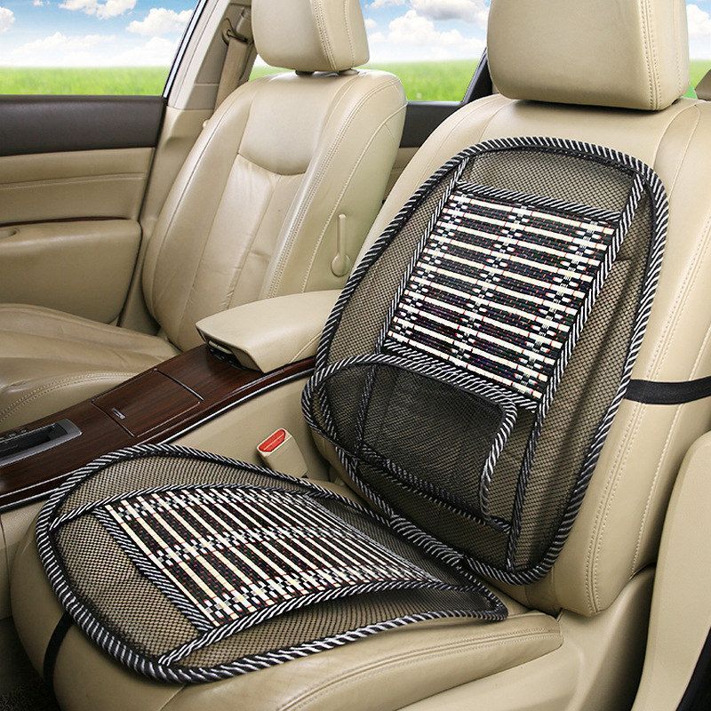 2pcs Car Bamboo Wire Cooling Seat Cushion With Backrest