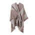 Gentle Daily Faux Cashmere Poncho, Slim Vertical Striped Edge Decor, Dusty Pink