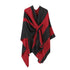 Eye-catching Layering Shawl, Thick Vertical Contrast Stripe Design, Black Red