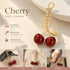 Tiny Fresh Red Cherry Bag Pendant with solo gold leaf, cute subtle surprises waiting in your daily routine