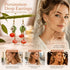 Sweet Harvest Hook Earrings, Two Clear Persimmons With Single Flower Leaf, One Pair