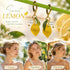 Elegant Hoop Earrings, Clear Lemon Single Pearl Single Leaf Accent, Complete Pair