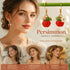 Simple Botanical Hook Earrings, Persimmon Single Flower Leaf Ornament, Sold As Pair