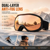 Sweet Daily Surprise Professional Ski Eyewear, Dual Anti-Fog Structure Blocks Wind & Strong Reflected Light, Black Frame Orange Lens