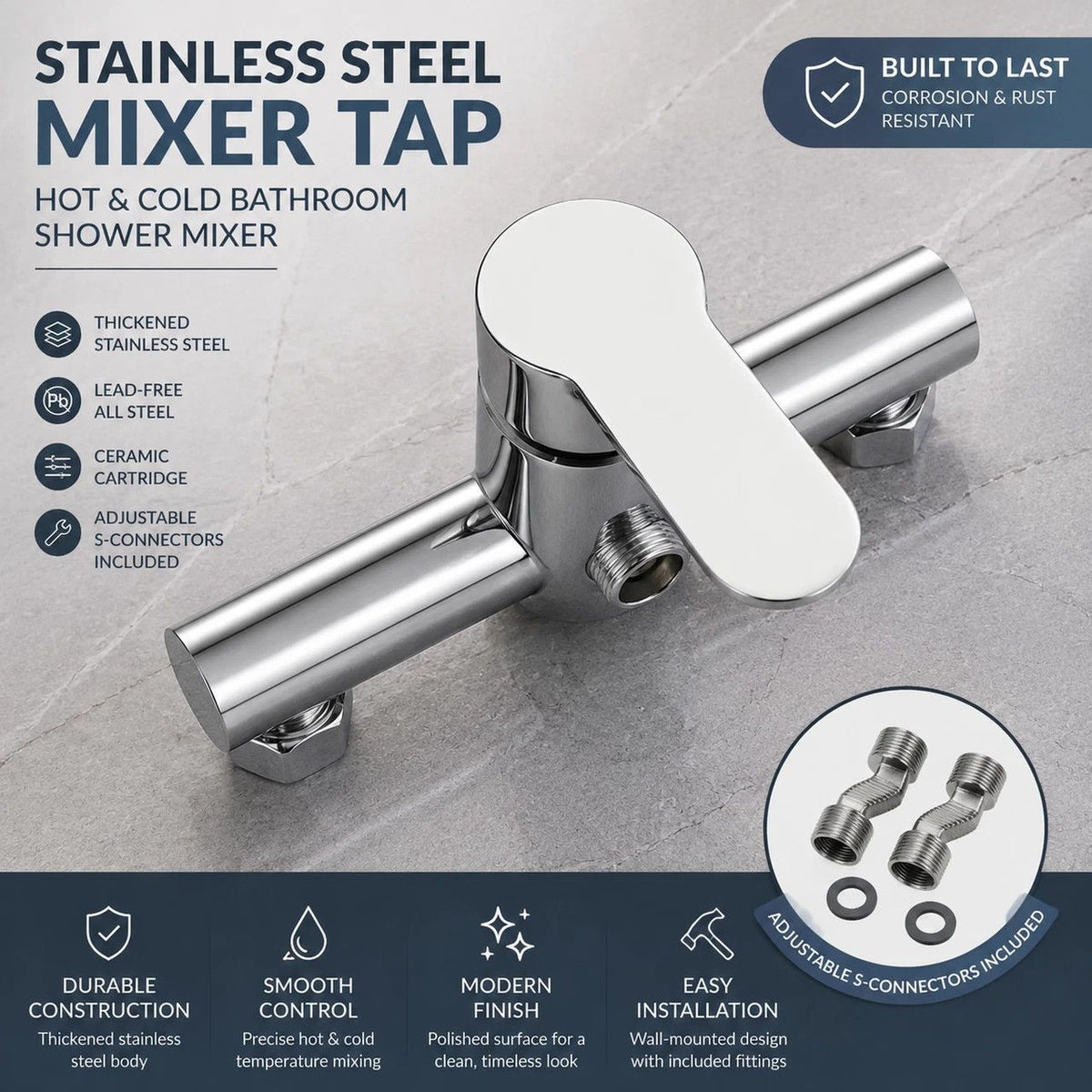 Premium Bathroom Keepsake Gift Stainless Steel Hot Cold Mix Tap, Matte Black Shower Complete Accessory Kit