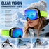 Thoughtful Gift UV400 Anti-Fog Ski Goggles, Fluorescent Green Frame, Blue Lens + Green Strap