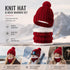 Warm Winter Ski Present Insulated Knitted Hat 2 Set Burgundy, Snug Accessory For Ski Field Daily Use