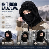 Hard-Wearing Wind Block Integrated Knit Hat Black One Size, Fashion Pick For Ski Holidays & Everyday Outfits