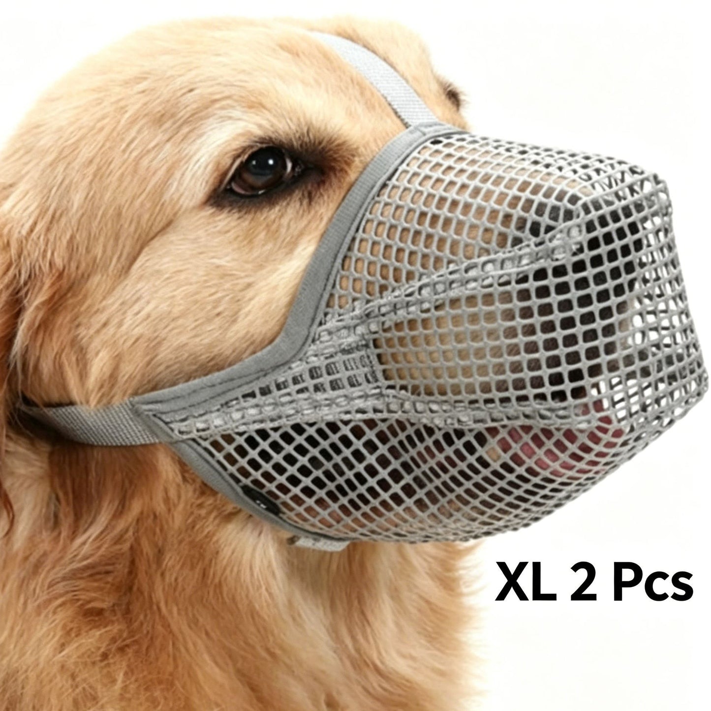 Grey Mesh Dog Muzzle XL 2pcs, Drinkable