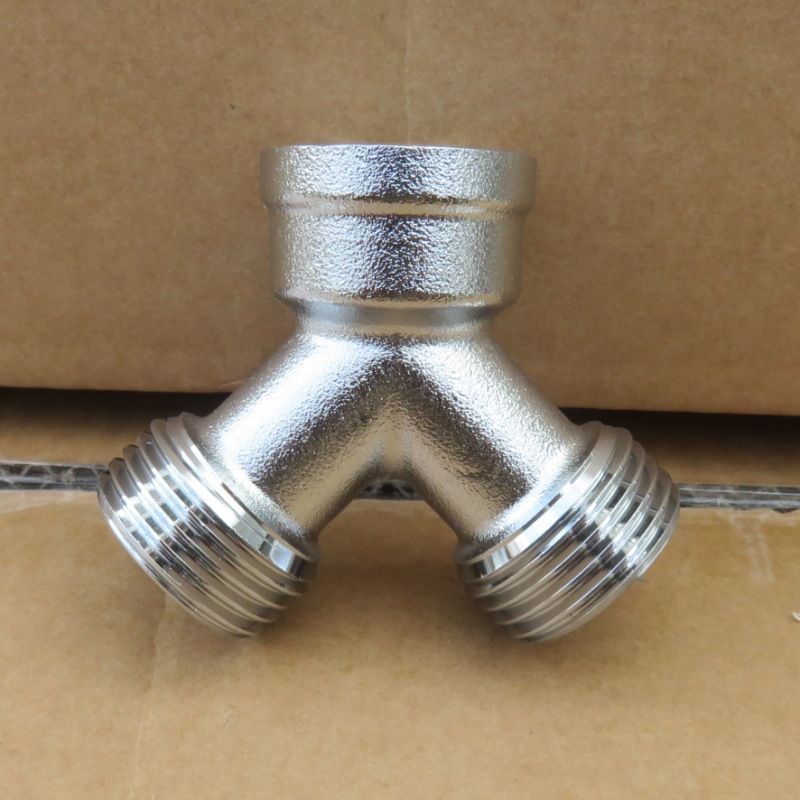 3/4" Electroplated Brass Threaded Tee Pipe Splitter For Sprayer 2pcs
