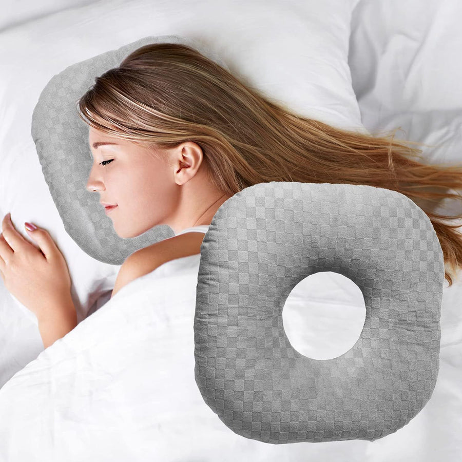Basic Square Ear Hole Pillow, Universal Cushion For Pierced Ear Sleep