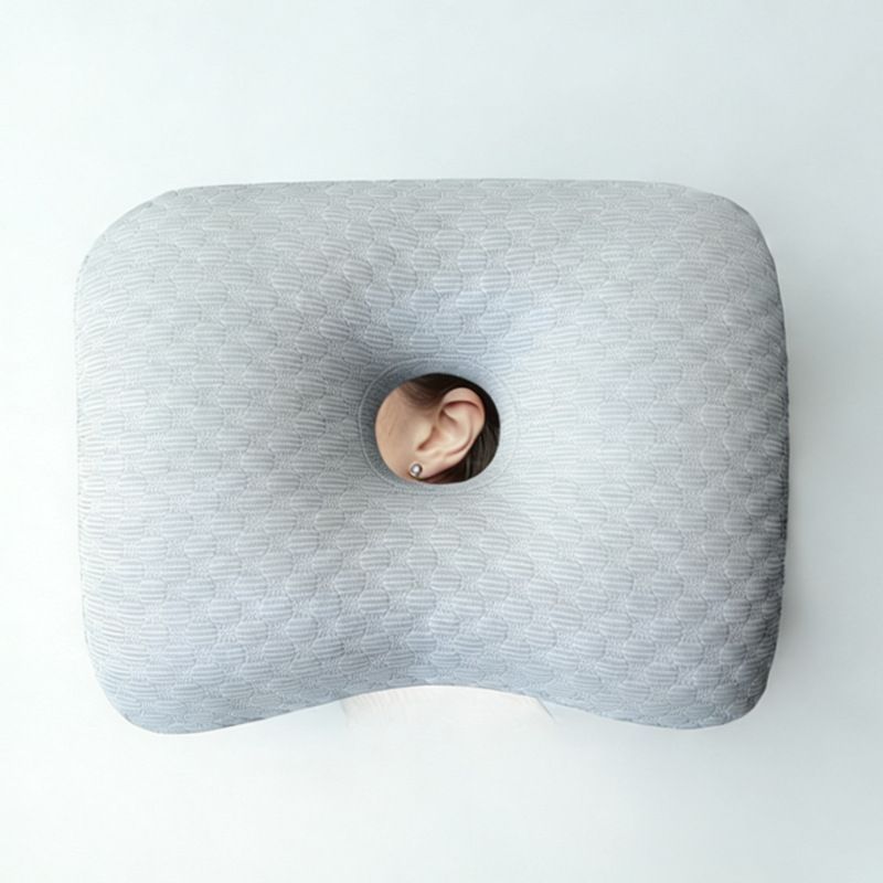Grey Ice Bean Cool Ear Pillow, Hollow Cutout For Summer Side Sleep
