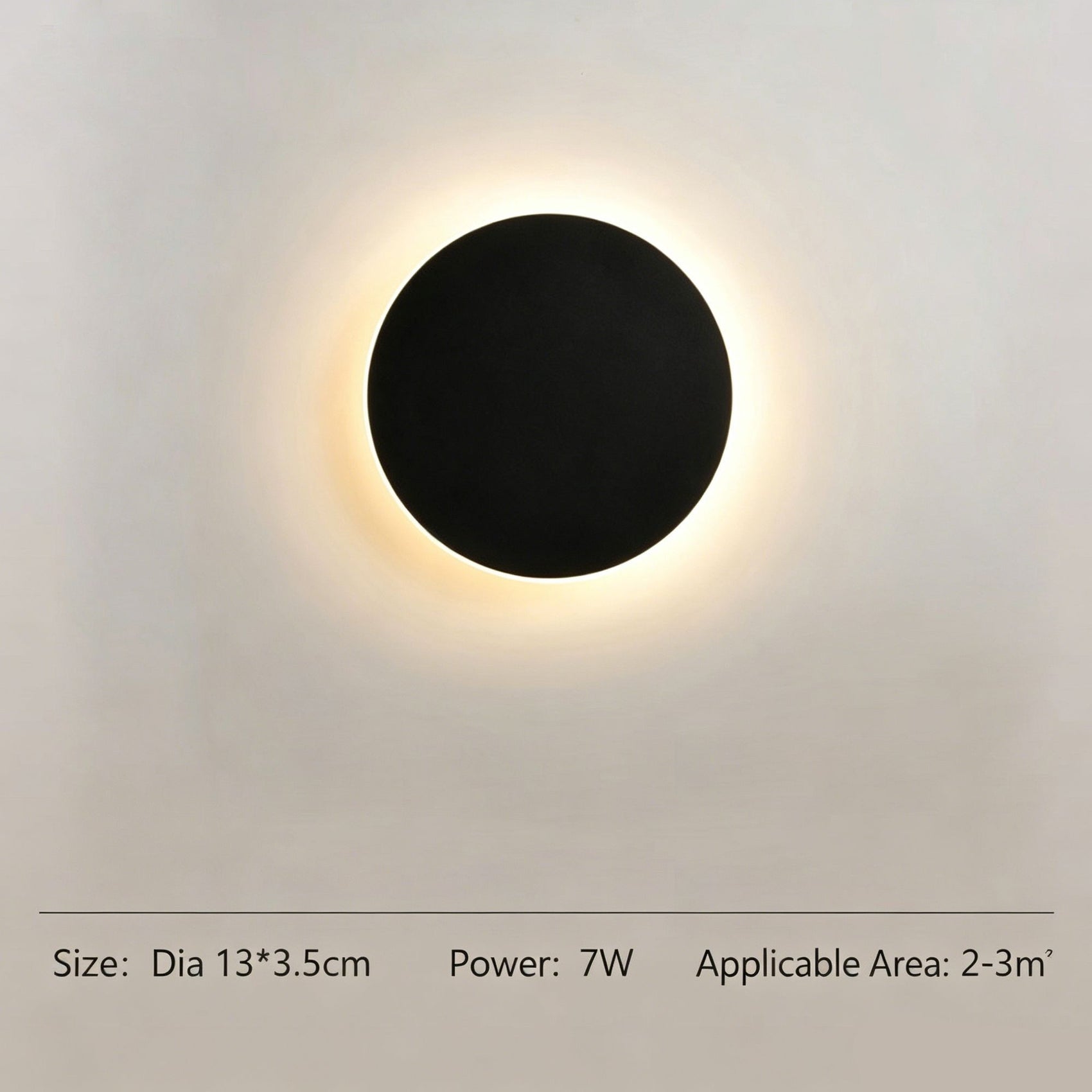 13CM Black Regular Eclipse LED Wall Light Stepless Dimming