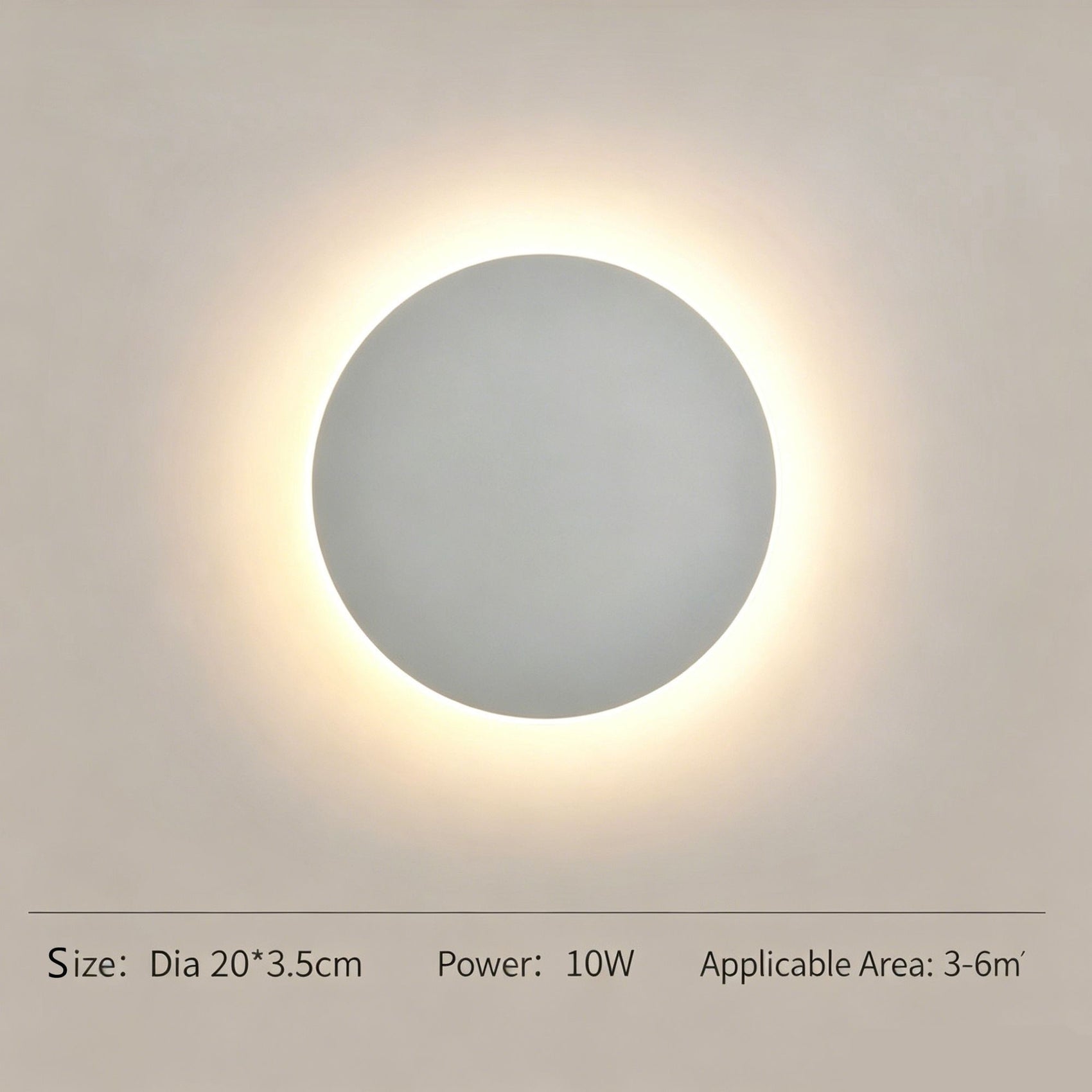 20CM White Regular Eclipse LED Wall Light Stepless Dimming