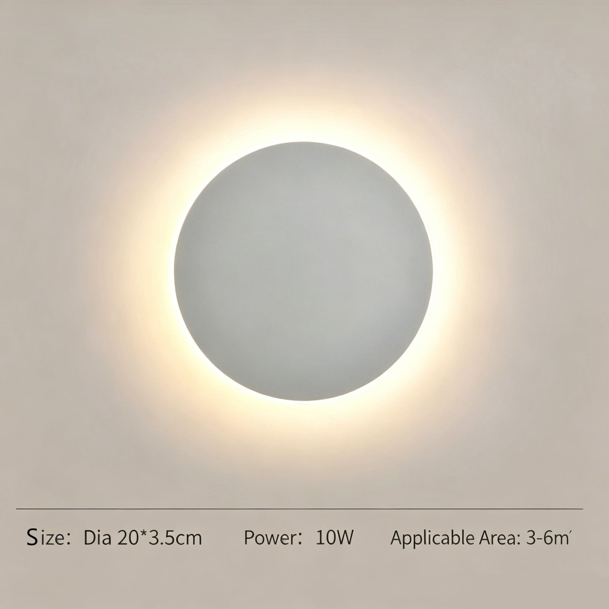 20CM White Regular Eclipse LED Wall Light Stepless Dimming