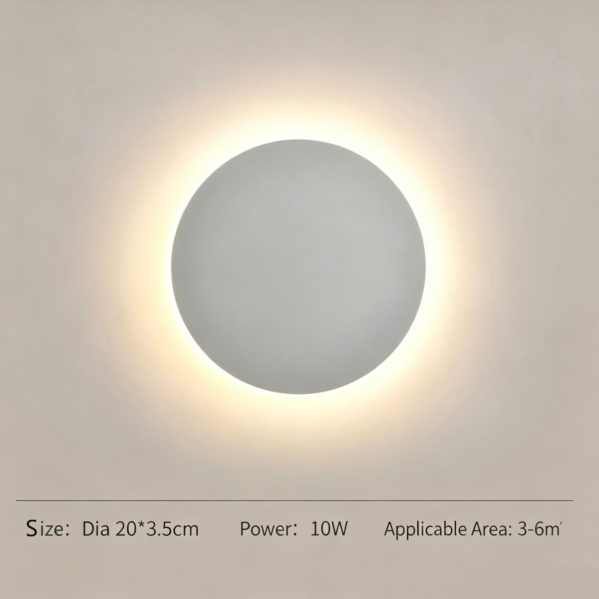 20CM White Regular Eclipse LED Wall Light Stepless Dimming