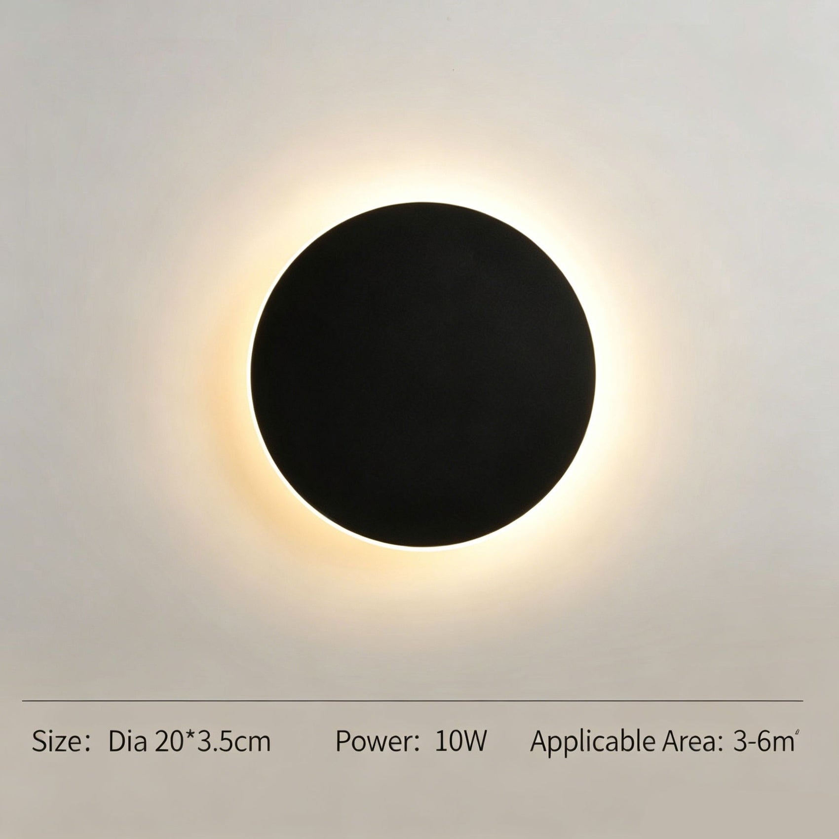 20CM Black Regular Eclipse LED Wall Light Stepless Dimming