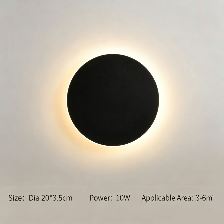20CM Black Regular Eclipse LED Wall Light Stepless Dimming