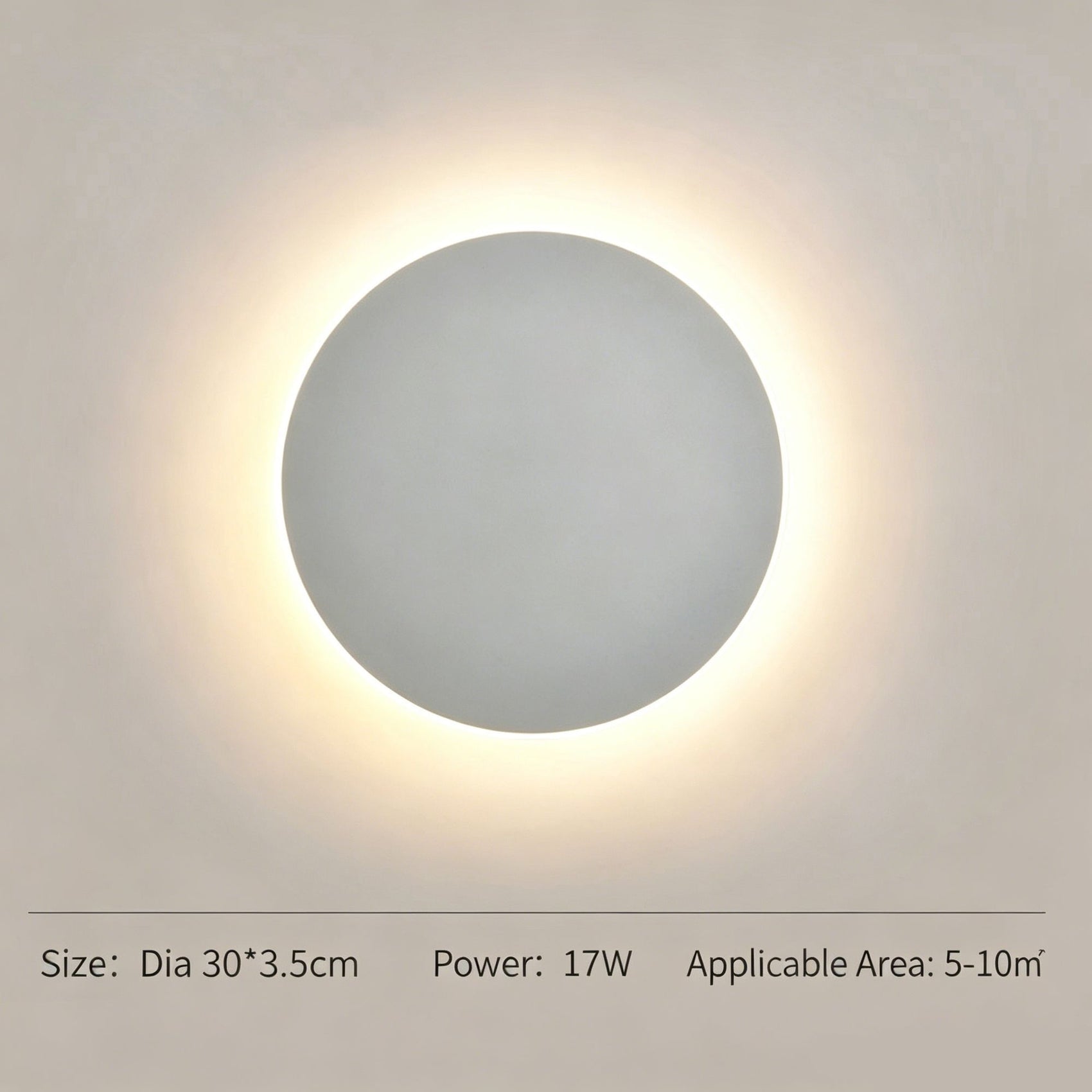 30CM White Regular Eclipse LED Wall Light Stepless Dimming