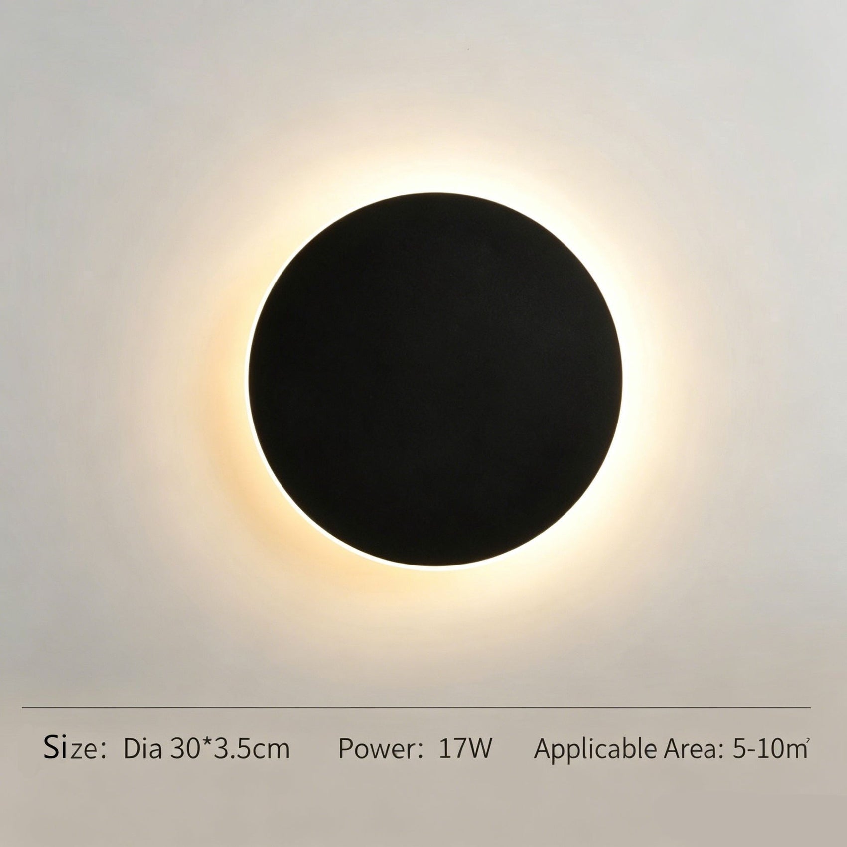 30CM Black Regular Eclipse LED Wall Light Stepless Dimming
