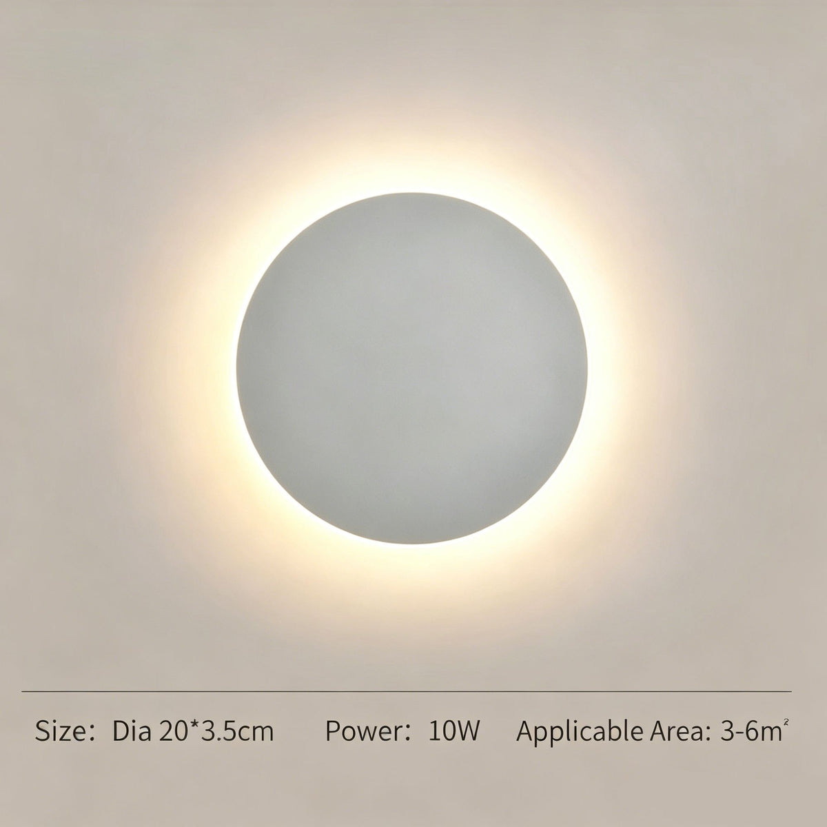 20CM White Touch Eclipse LED Wall Light Stepless Dimming