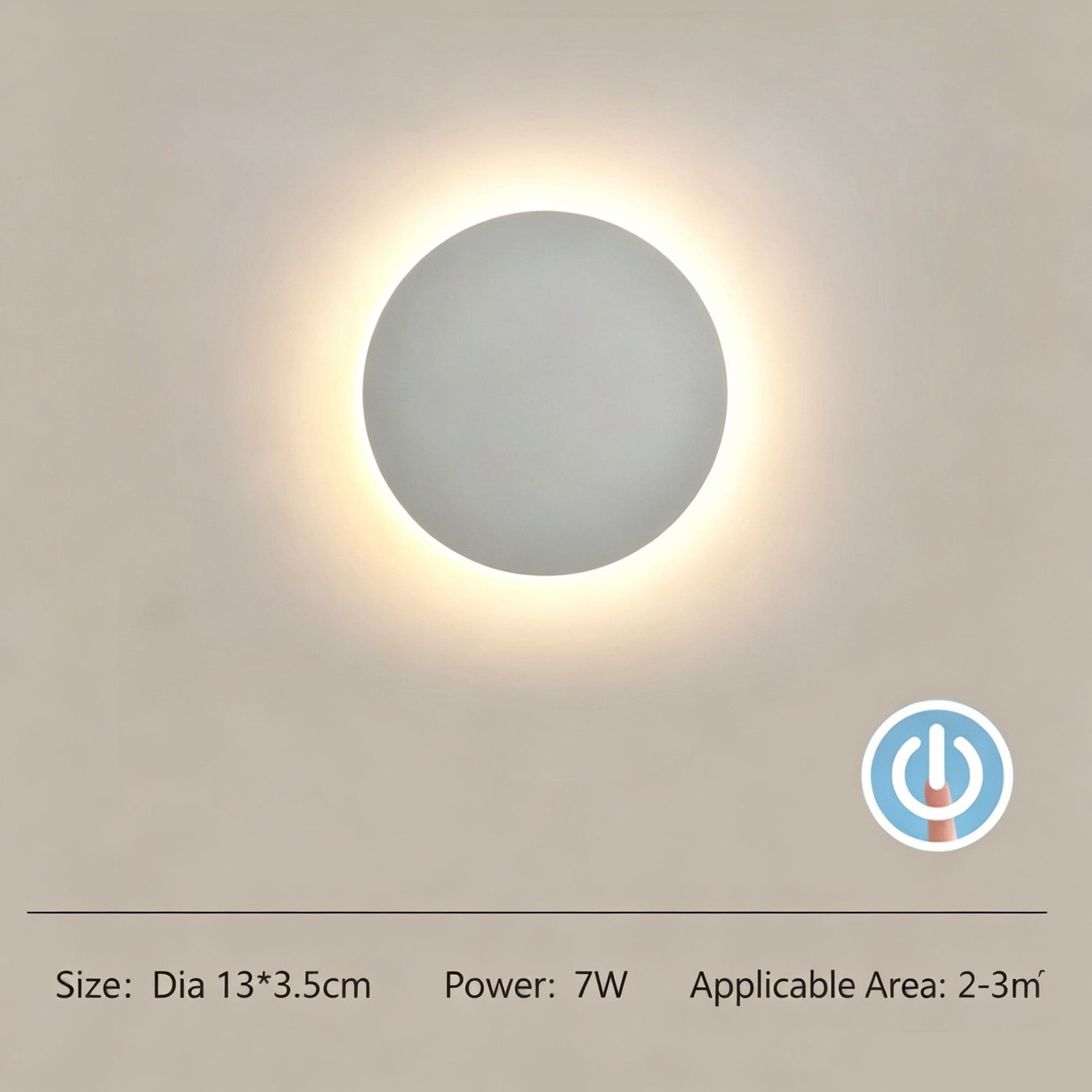 13CM White Touch Eclipse LED Wall Light Stepless Dimming
