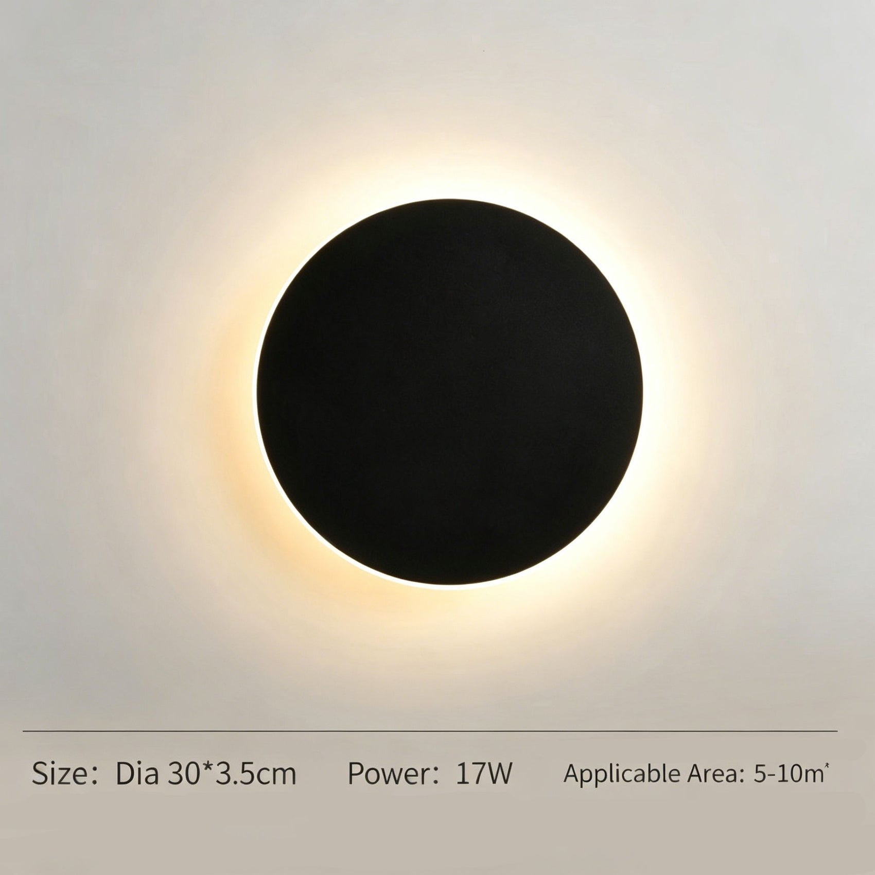 30CM Black Touch Eclipse LED Wall Light Stepless Dimming