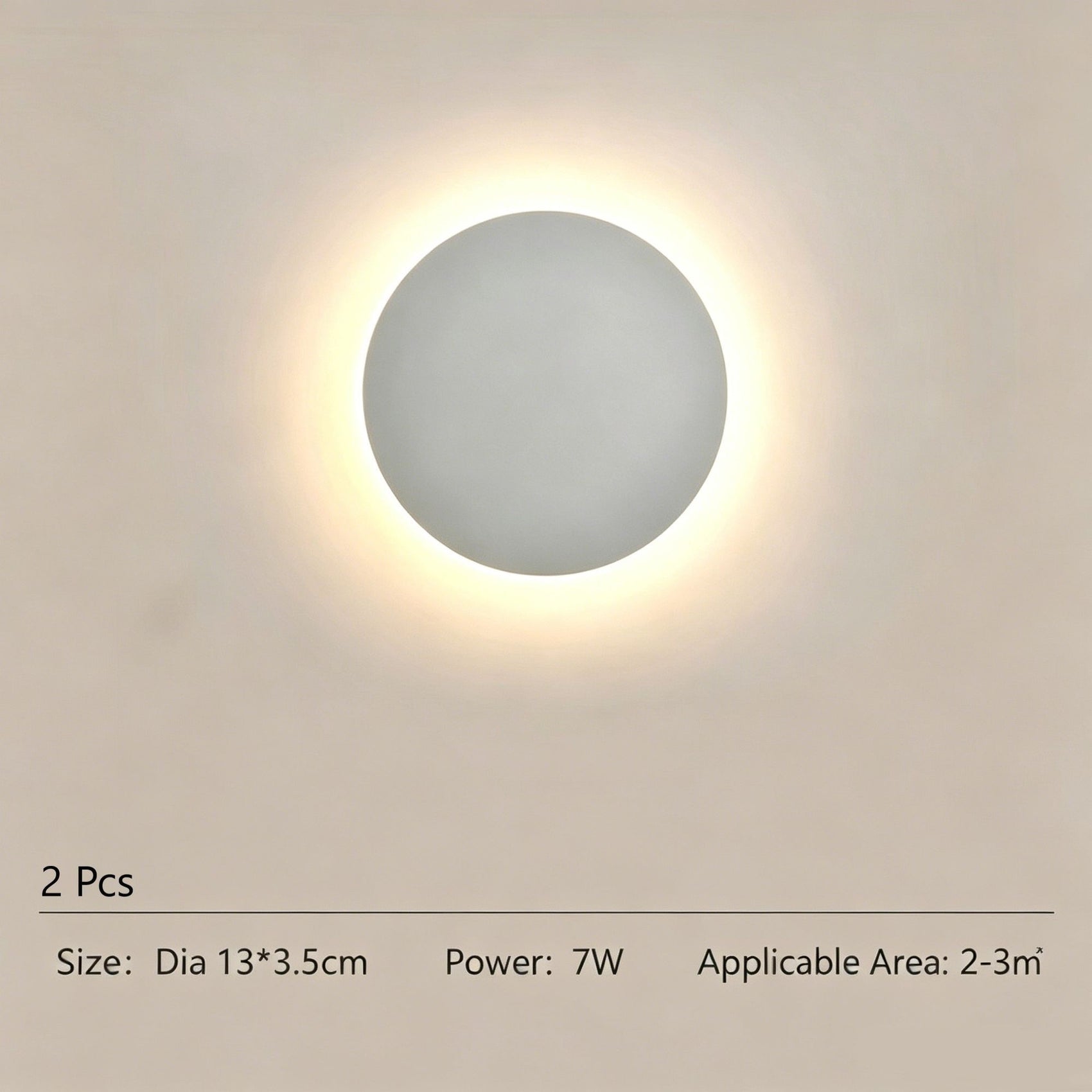 13CM White Regular Eclipse Wall Light 2Pcs Stepless Dimming