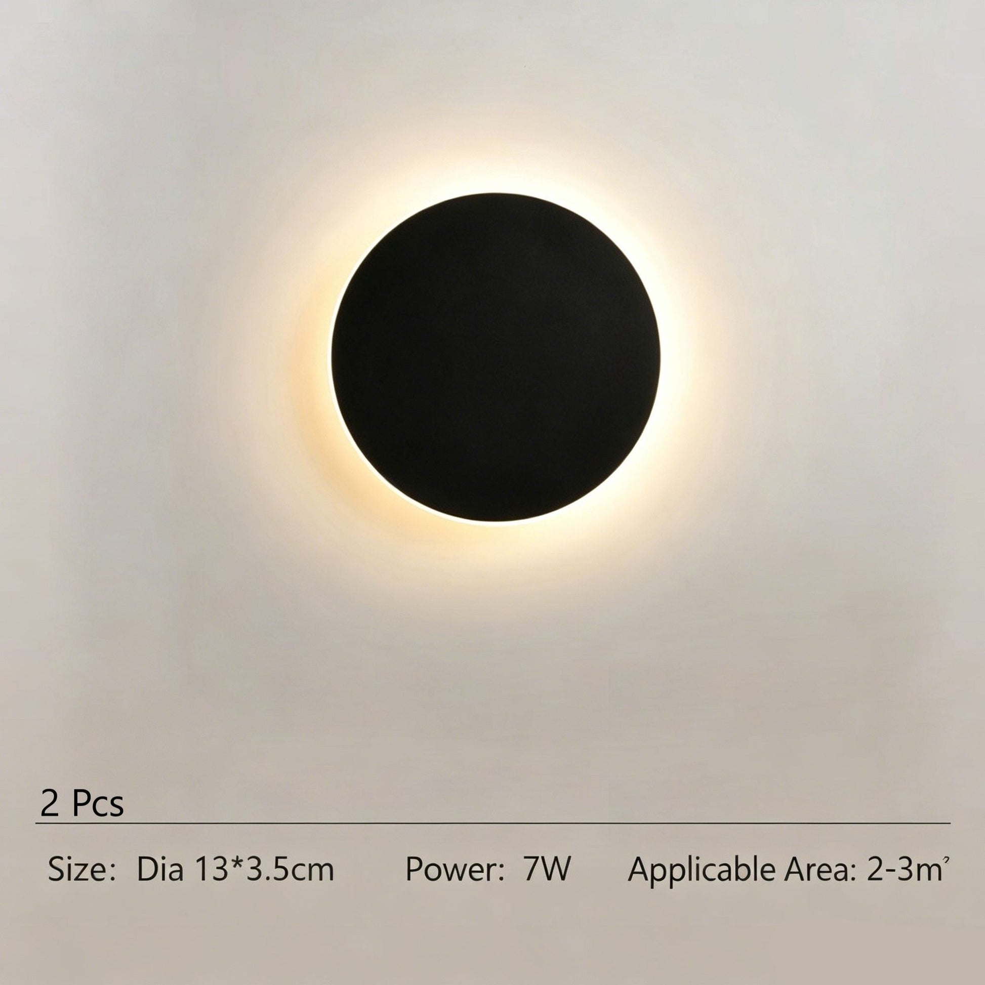13CM Black Regular Eclipse Wall Light 2Pcs Stepless Dimming