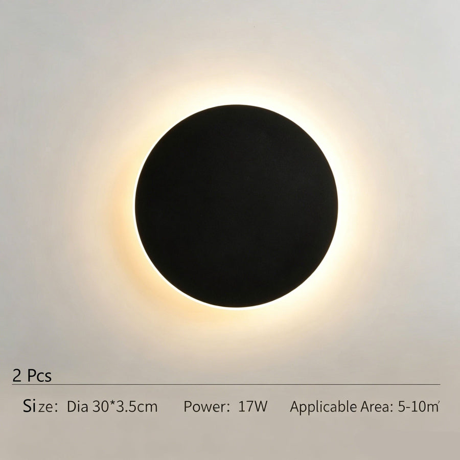 30CM Black Regular Eclipse Wall Light 2Pcs Stepless Dimming