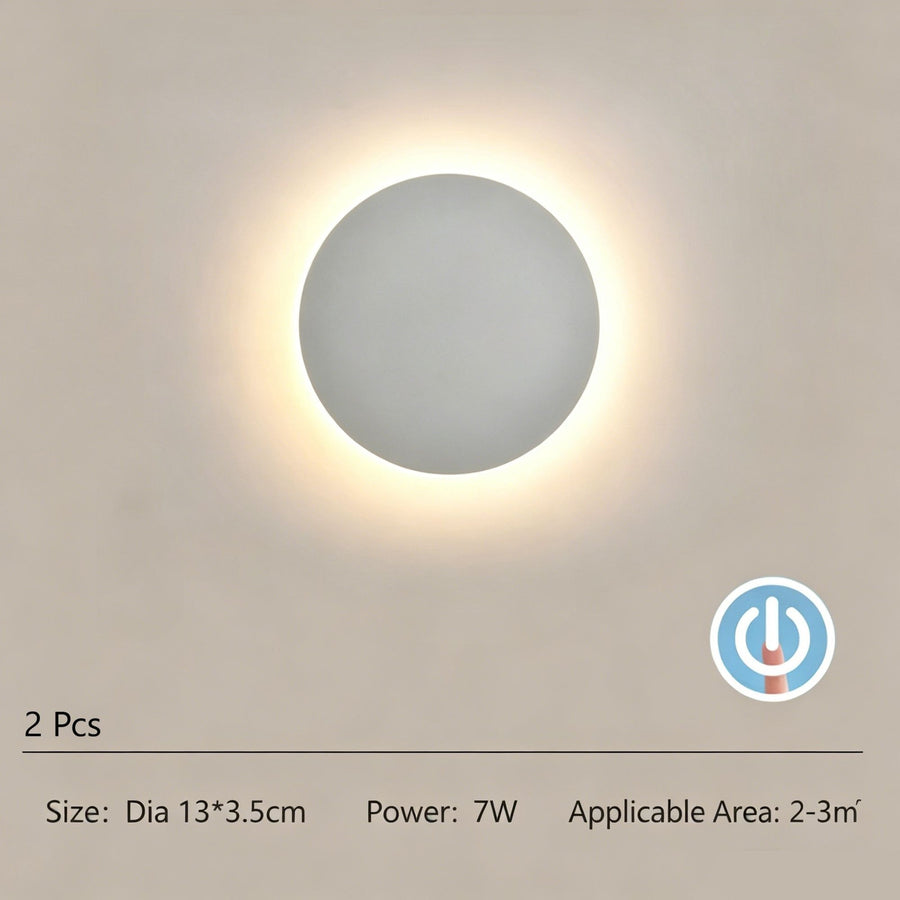 13CM White Touch Eclipse Wall Light 2Pcs Stepless Dimming