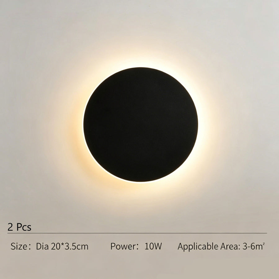 20CM Black Touch Eclipse Wall Light 2Pcs Stepless Dimming