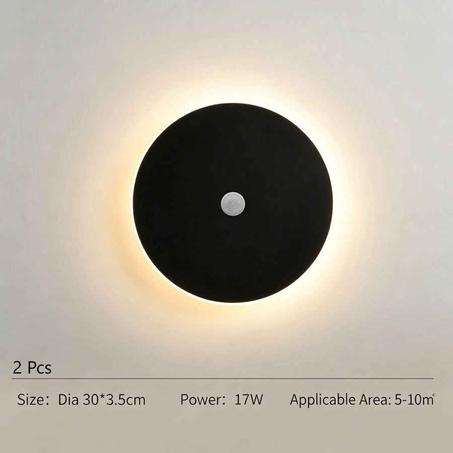 30CM Black Sensor Eclipse Wall Light 2Pcs Stepless Dimming