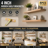 4" Color Zinc Hidden T Bracket 4Pcs w/ 5x60&5x80 Screws